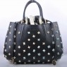 Fendi B Fab Black Leather with Golden Jeweled Large Top-handle Bag