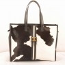 Fendi Black/White Ferrari Leather with Black Cowhair Leather Shopping Tote Bag