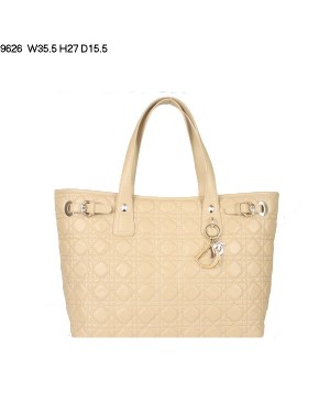 Dior Panarea Large Shoulder Bag Apricot Lambskin Leather (Golden Hardware) 9626