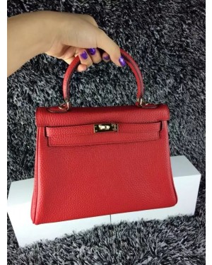 Hermes Kelly 25cm Togo Leather Red Gold