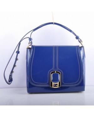 Fendi Blue Patent Leather Messenger Bag