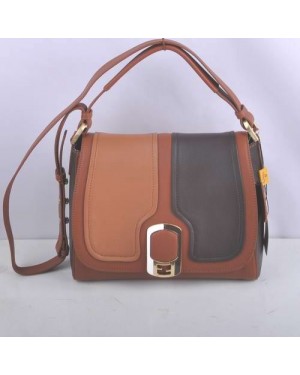 Fendi Coffee/Dark Coffee/Orange Original Leather Messenger Bag