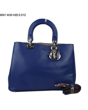 Dior Diorissimo Small Bag Sapphire Blue Nappa Leather (Silvery Hardware) 8001