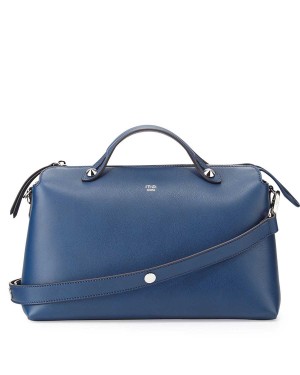 Fendi By The Way Leather Satchel Bag Blue Royal