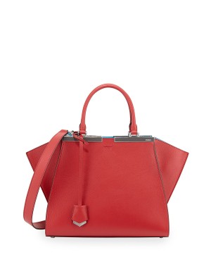 Fendi Trois-Jour Mini Shopping Tote Bag Red/Turquoise