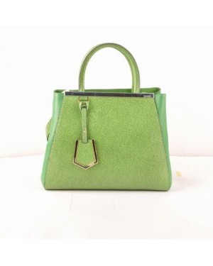 Fendi 2jours Green Cross Veins With Grass Green Ferrari Leather Small Bag
