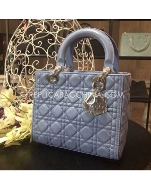 Replica Dior Lady Default Lambskin Silver Bag
