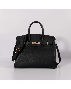 Hermes 30cm Birkin Bag Togo Leather with Strap Black Gold