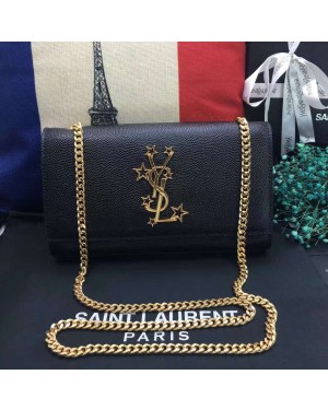 New YSL Chain Bag 24cm Caviar Leather Black