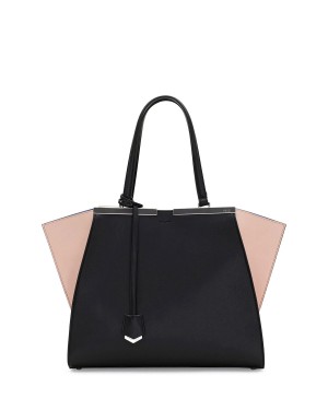 Fendi Trois-Jour Mini Tricolor Shopping Tote Bag Black/Nude/Blue