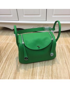 Hermes Lindy 30cm Handbag Green Silver