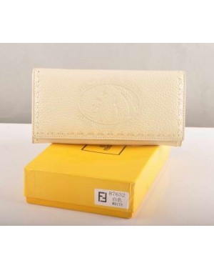 Fendi White Calfskin Leather Long Wallet
