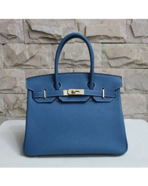 Hermes Birkin 30cm Togo leather Handbag blue gold