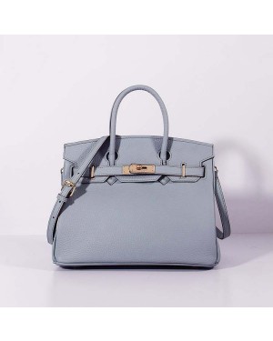 Hermes 30cm Birkin Bag Togo Leather with Strap Blue Lin Gold