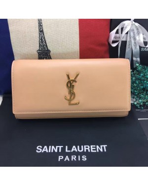 YSL Saint Laurent Clutch 27cm Smooth Leather Apricot