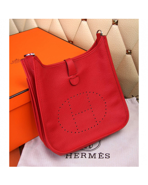 Hermes Evelyne III Togo Leather Crossbody Bag Red