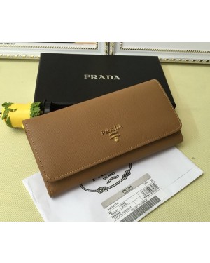 Prada 1M1132 Wallet Saffiano Leather Brown