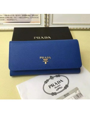 Prada 1M1132 Wallet Saffiano Leather Blue