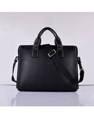 Hermes Calf Leather 8078 Handbag Black Silver